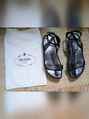 Prada Black Wedge Sandals size 36